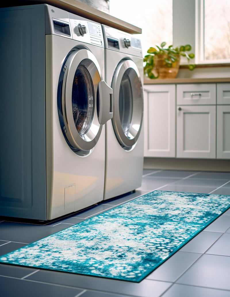 Riviera Elegance Collection Area Rug - Vence Runner Turquoise lifestyle 8