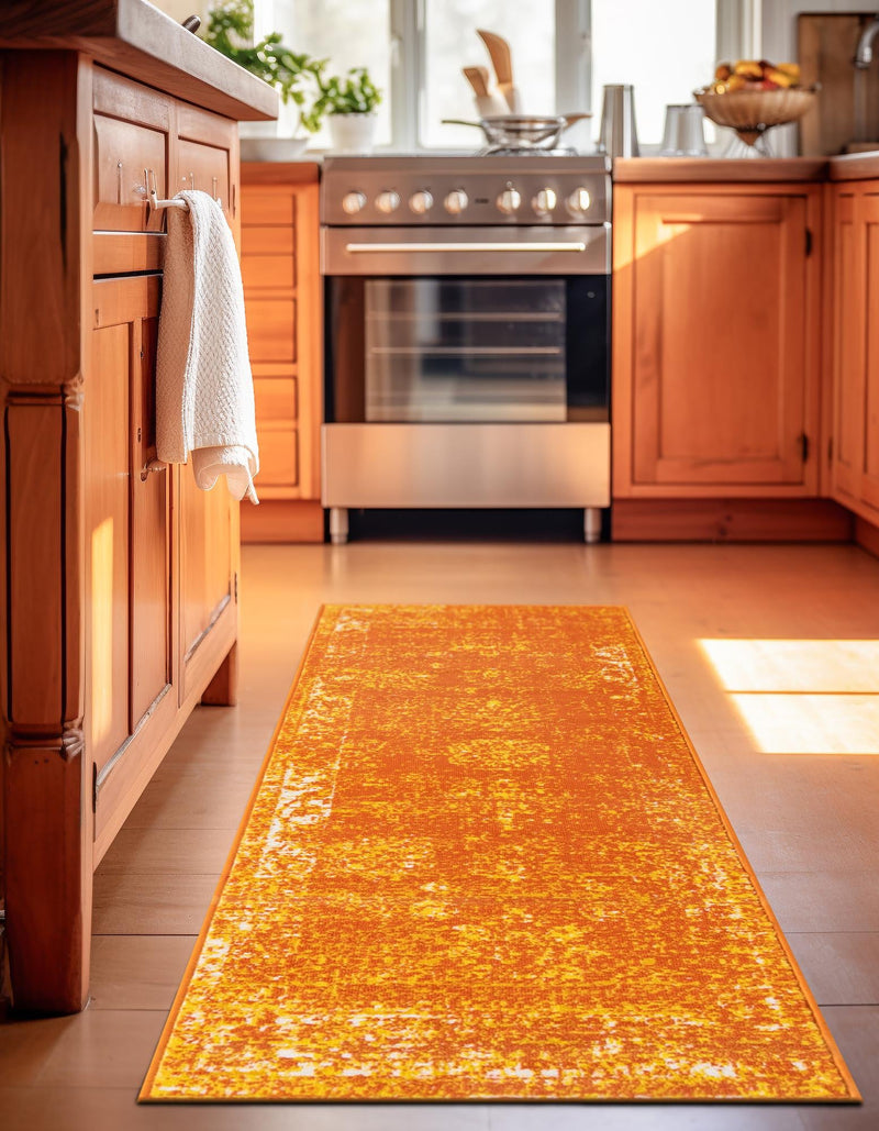 Riviera Elegance Collection Area Rug - Antibes (Orange) Runner Orange lifestyle 7