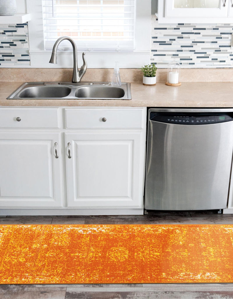 Riviera Elegance Collection Area Rug - Antibes (Orange) Runner Orange lifestyle 9