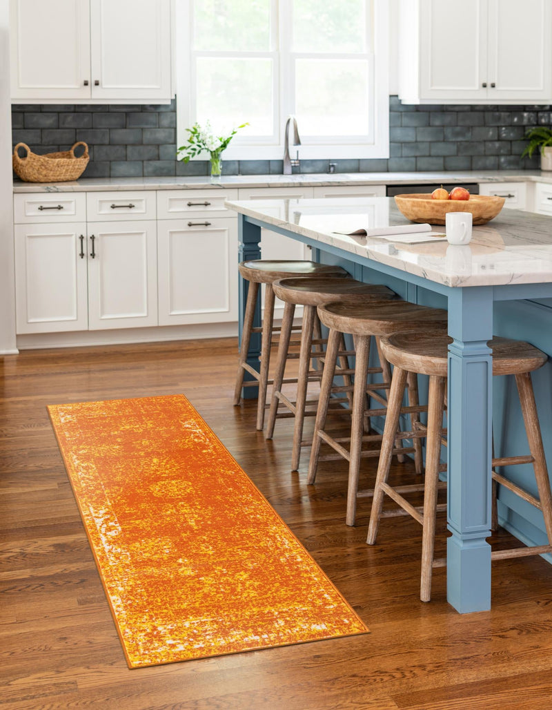 Riviera Elegance Collection Area Rug - Antibes (Orange) Runner Orange lifestyle 11