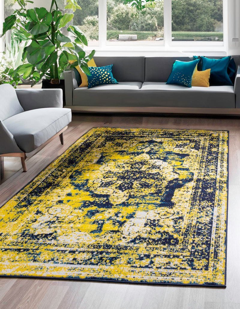 Riviera Elegance Collection Area Rug - Menton (Navy Blue) Rectangle Navy Blue lifestyle 0