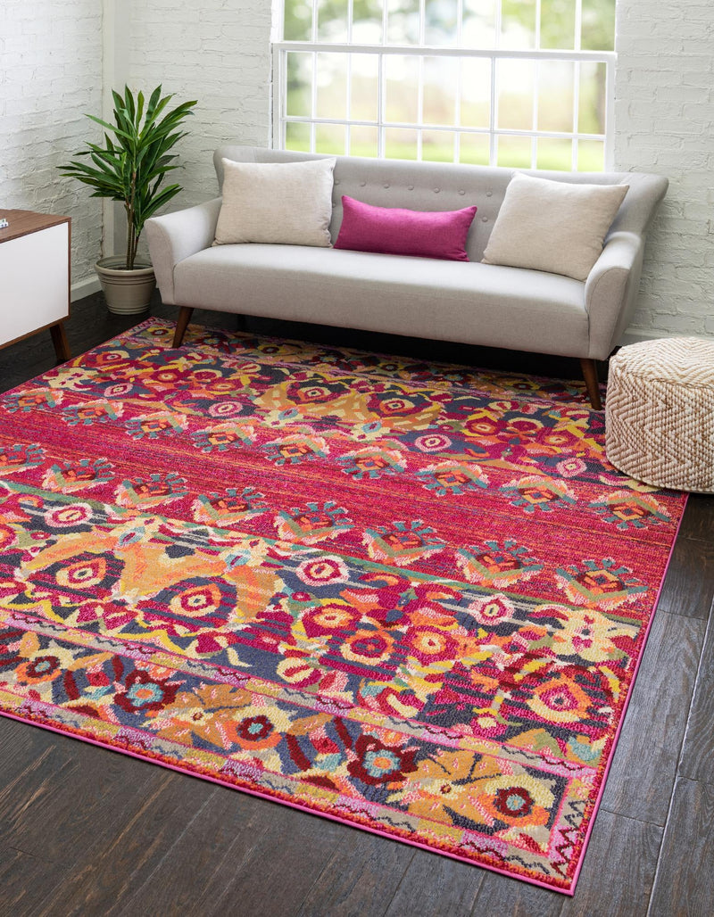 Chateau Elegance Collection Area Rug - Fontainebleau Square Red lifestyle 18