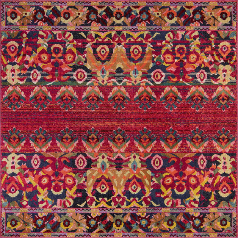 Chateau Elegance Collection Area Rug - Fontainebleau Square Red lifestyle 14