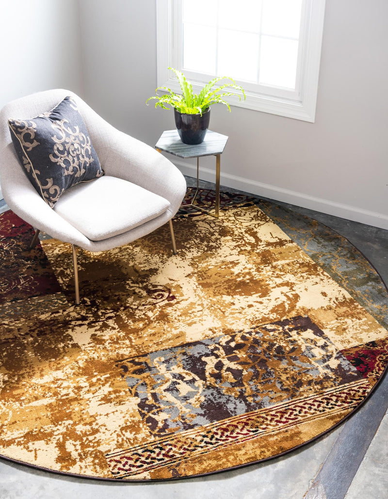 Bistro Lounge Collection Area Rug - Latte Round Beige lifestyle 14