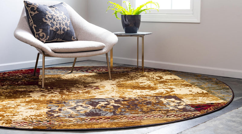 Bistro Lounge Collection Area Rug - Latte Round Beige lifestyle 16