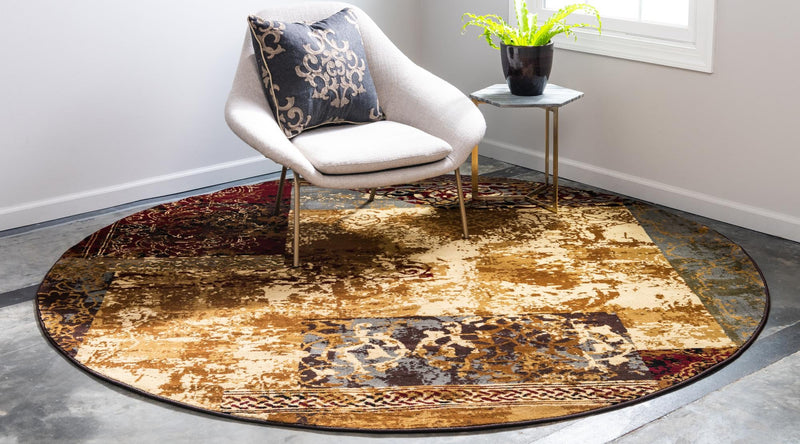Bistro Lounge Collection Area Rug - Latte Round Beige lifestyle 18