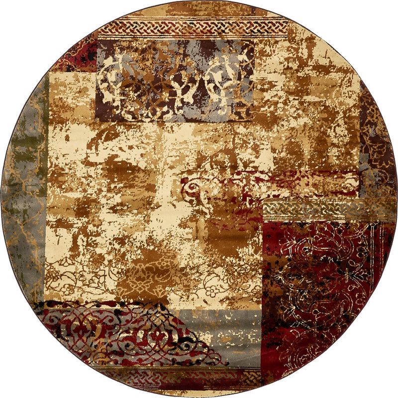 Bistro Lounge Collection Area Rug - Latte Round Beige lifestyle 12