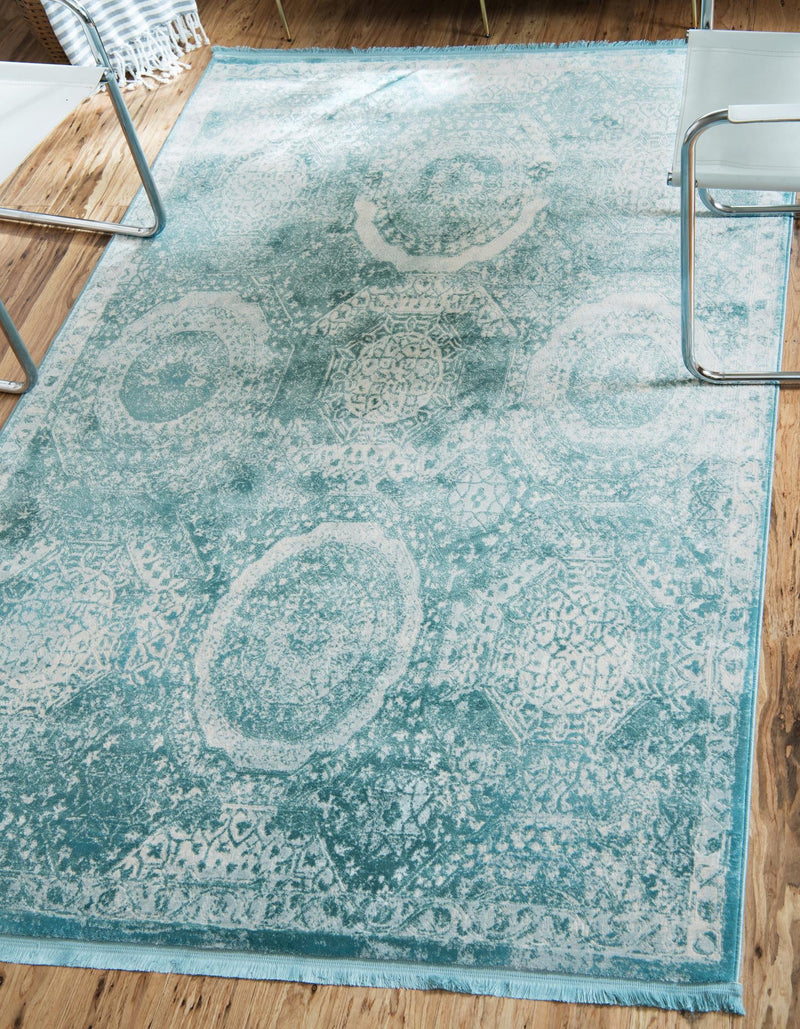 Rustic Charm Revival Collection Area Rug - Paddock Rectangle Blue lifestyle 2