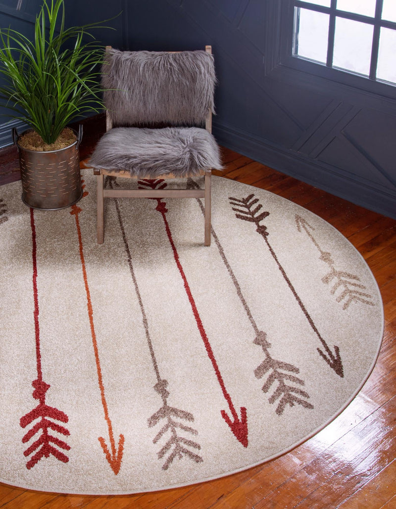 Autumn Meadow Collection Area Rug - Junipervale Round Beige lifestyle 43