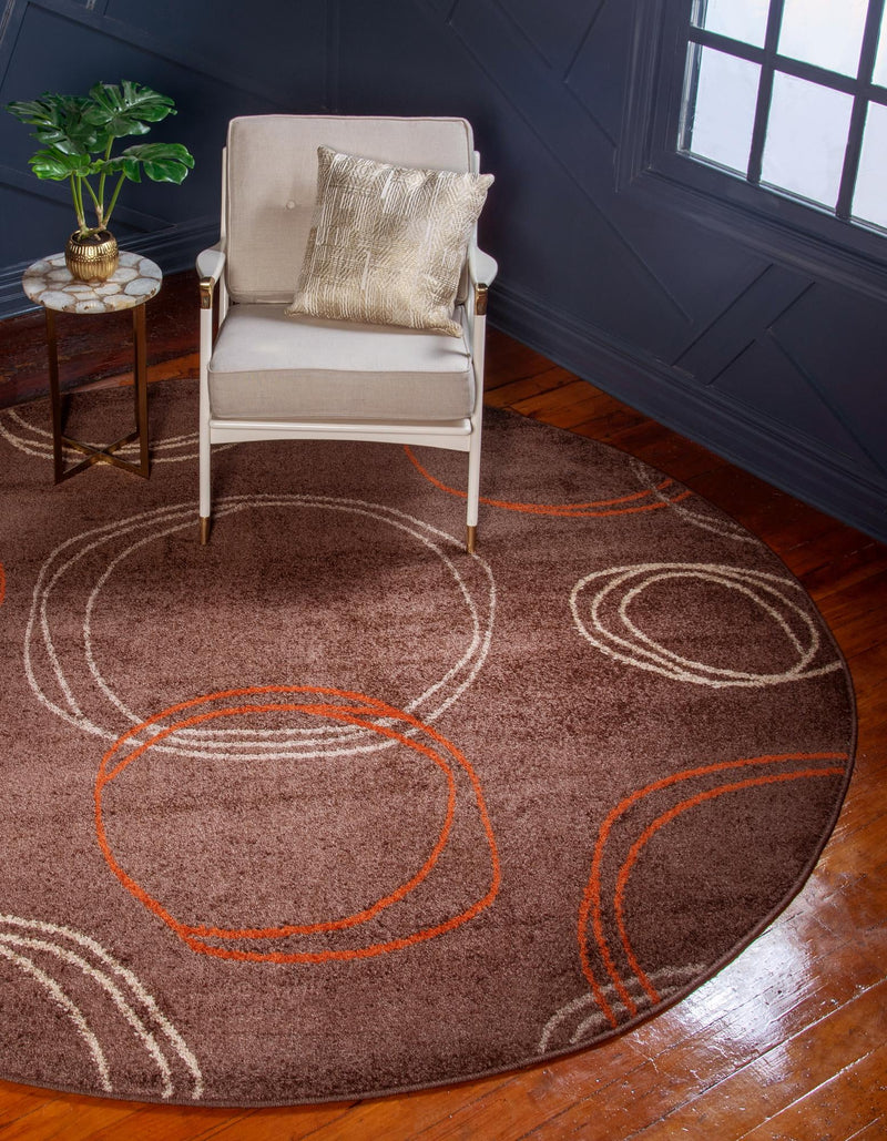 Autumn Meadow Collection Area Rug - Ferngrove Round Brown lifestyle 46