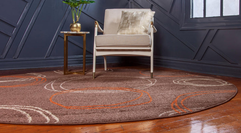 Autumn Meadow Collection Area Rug - Ferngrove Round Brown lifestyle 62