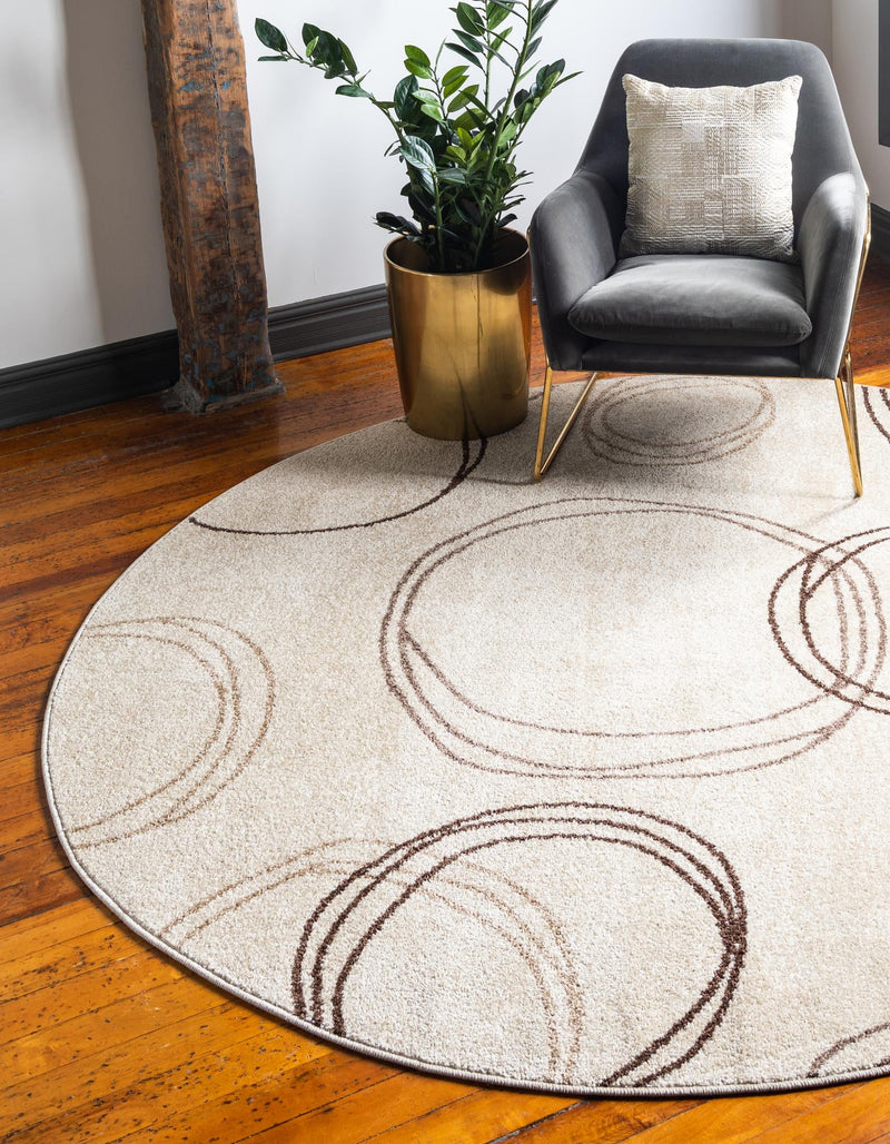 Autumn Meadow Collection Area Rug - Ferngrove Round Beige lifestyle 34