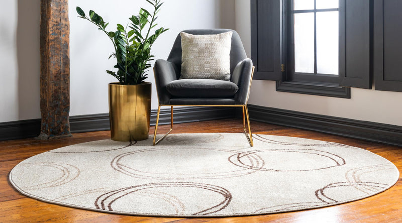 Autumn Meadow Collection Area Rug - Ferngrove Round Beige lifestyle 37