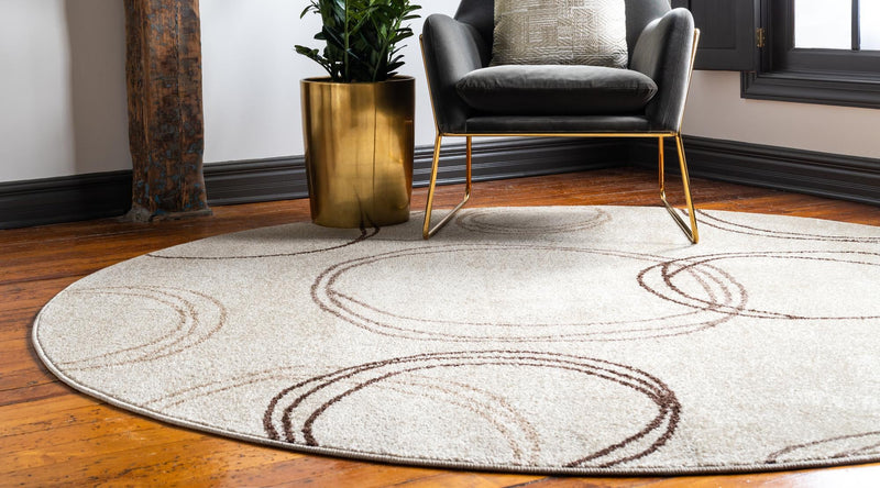 Autumn Meadow Collection Area Rug - Ferngrove Round Beige lifestyle 40