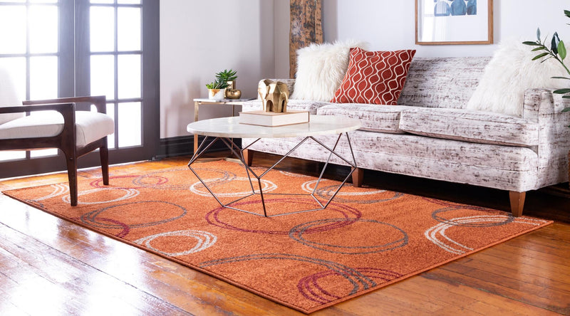 Autumn Meadow Collection Area Rug - Ferngrove Rectangle Terracotta lifestyle 9