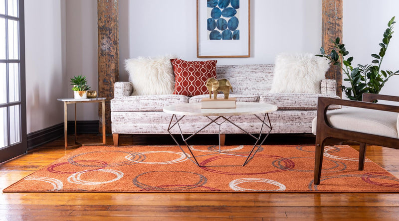Autumn Meadow Collection Area Rug - Ferngrove Rectangle Terracotta lifestyle 12