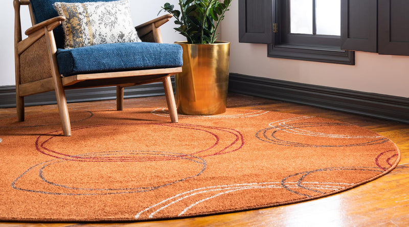 Autumn Meadow Collection Area Rug - Ferngrove Round Terracotta lifestyle 64