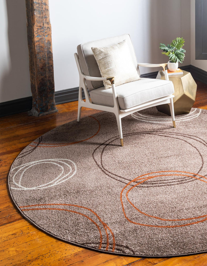 Autumn Meadow Collection Area Rug - Ferngrove Round Light Brown lifestyle 36