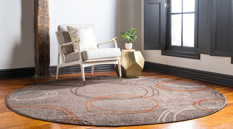Autumn Meadow Collection Area Rug - Ferngrove Round Light Brown lifestyle 39
