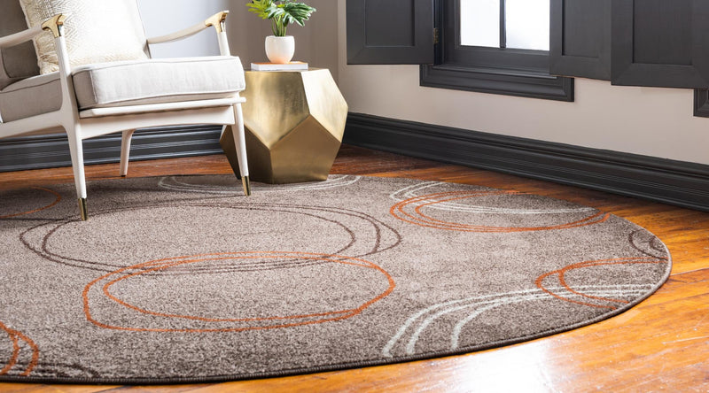 Autumn Meadow Collection Area Rug - Ferngrove Round Light Brown lifestyle 42