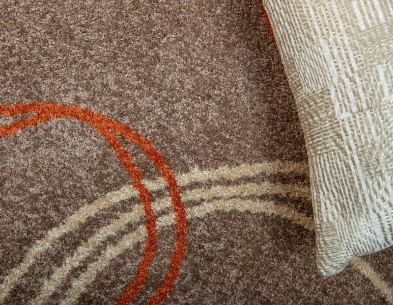 Autumn Meadow Collection Area Rug - Ferngrove Round Light Brown lifestyle 48