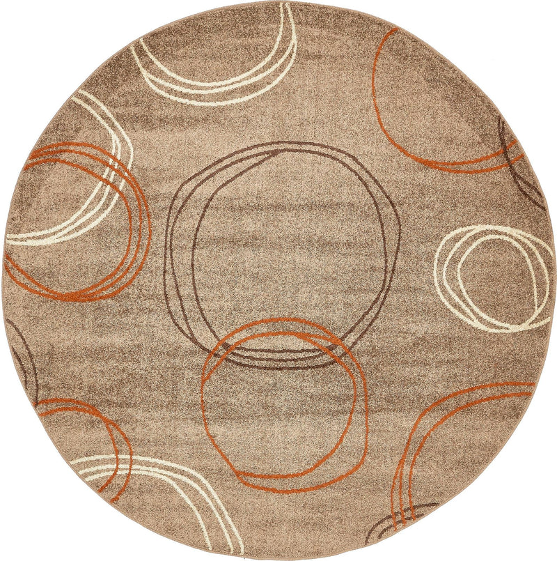 Autumn Meadow Collection Area Rug - Ferngrove Round Light Brown lifestyle 33