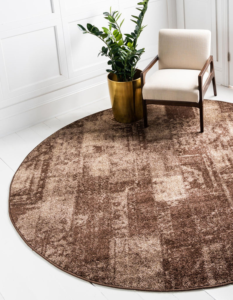Autumn Meadow Collection Area Rug - Harvesthill Round Brown lifestyle 25