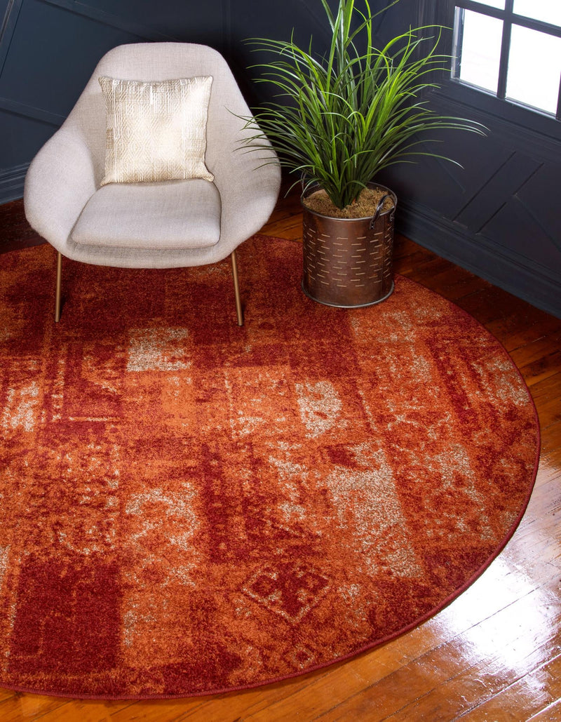 Autumn Meadow Collection Area Rug - Harvesthill Round Terracotta lifestyle 26
