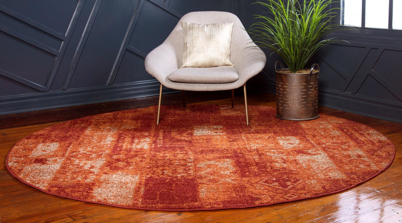 Autumn Meadow Collection Area Rug - Harvesthill Round Terracotta lifestyle 29