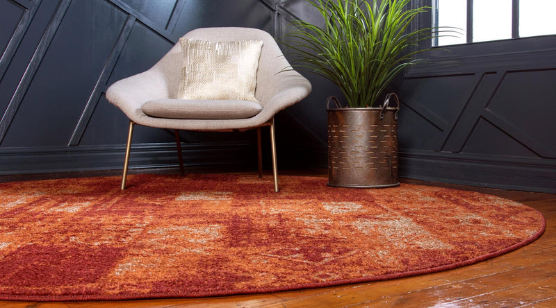 Autumn Meadow Collection Area Rug - Harvesthill Round Terracotta lifestyle 32