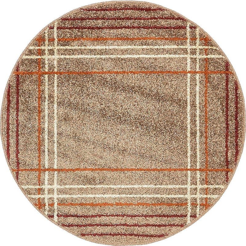 Autumn Meadow Collection Area Rug - Pumpkinpatch Round Light Brown lifestyle 12