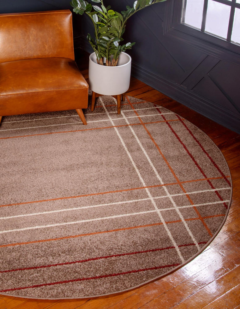 Autumn Meadow Collection Area Rug - Pumpkinpatch Round Light Brown lifestyle 14