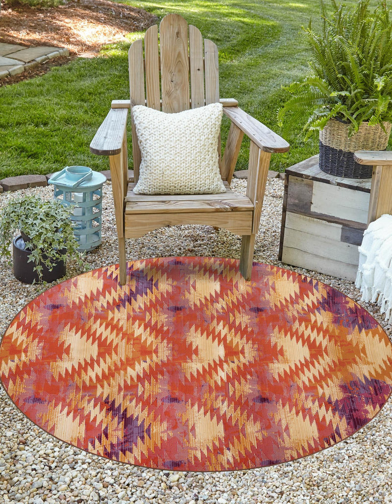 Urban Terrace Collection Area Rug - Jetty Round Red lifestyle 32