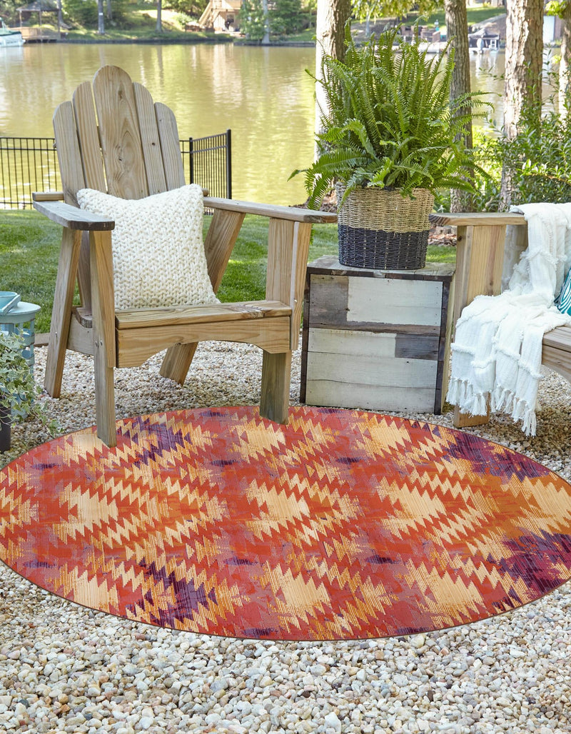 Urban Terrace Collection Area Rug - Jetty Round Red lifestyle 35