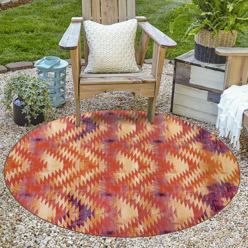 Urban Terrace Collection Area Rug - Jetty Round Red lifestyle 63