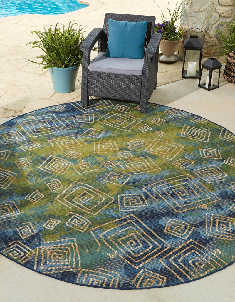 Urban Terrace Collection Area Rug - Quay Round Blue lifestyle 20