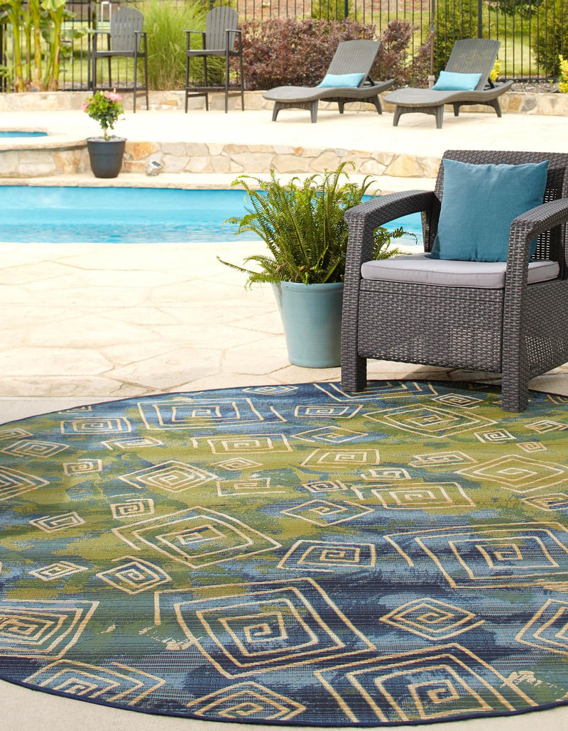 Urban Terrace Collection Area Rug - Quay Round Blue lifestyle 23