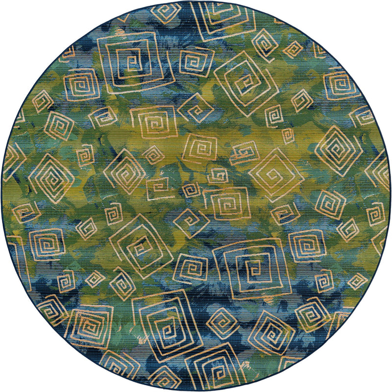 Urban Terrace Collection Area Rug - Quay Round Blue lifestyle 17