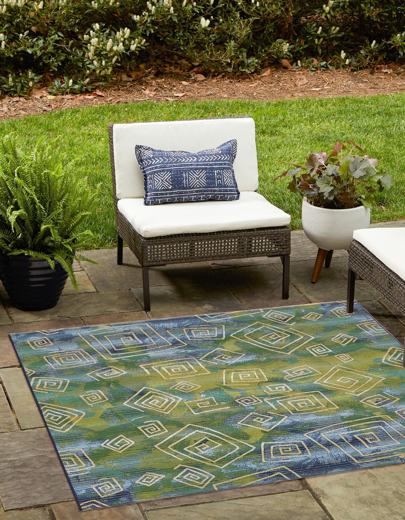 Urban Terrace Collection Area Rug - Quay Square Blue lifestyle 21