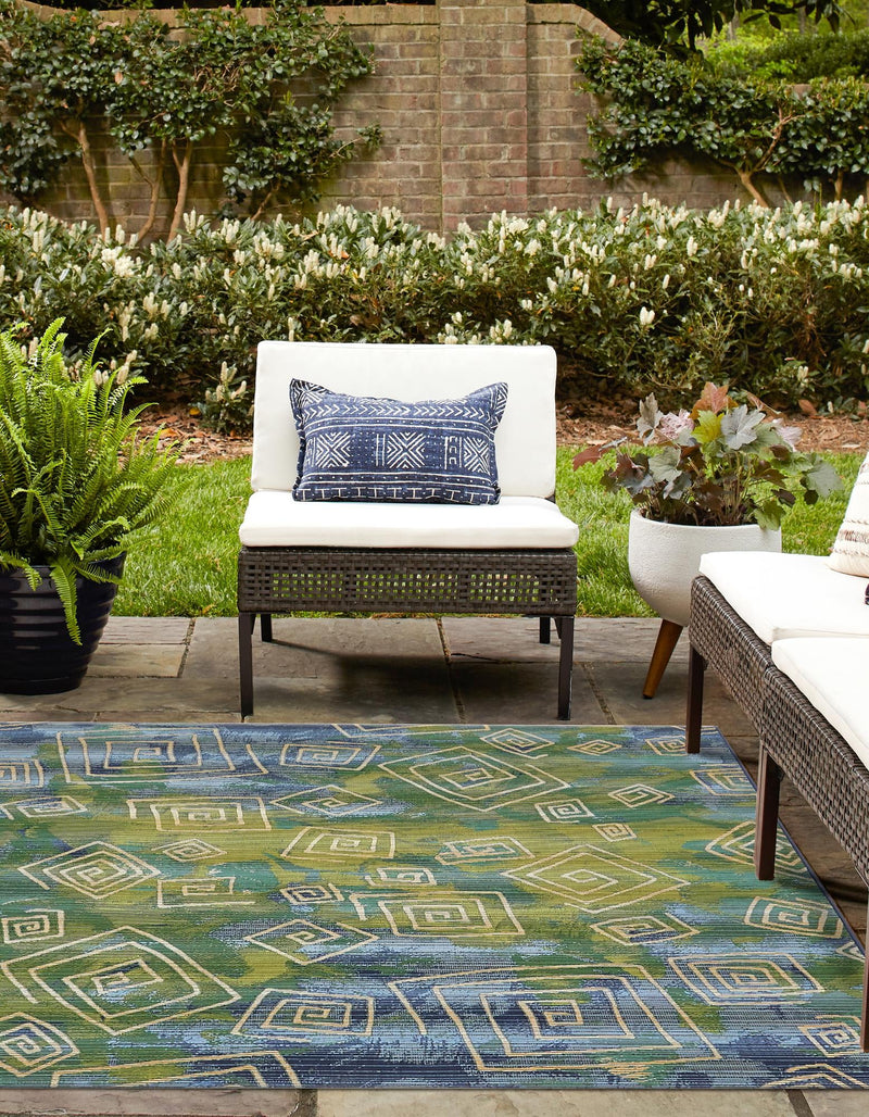 Urban Terrace Collection Area Rug - Quay Square Blue lifestyle 24