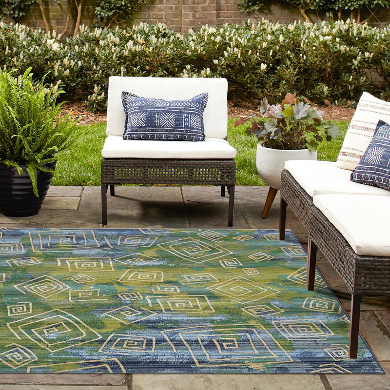 Urban Terrace Collection Area Rug - Quay Square Blue lifestyle 51