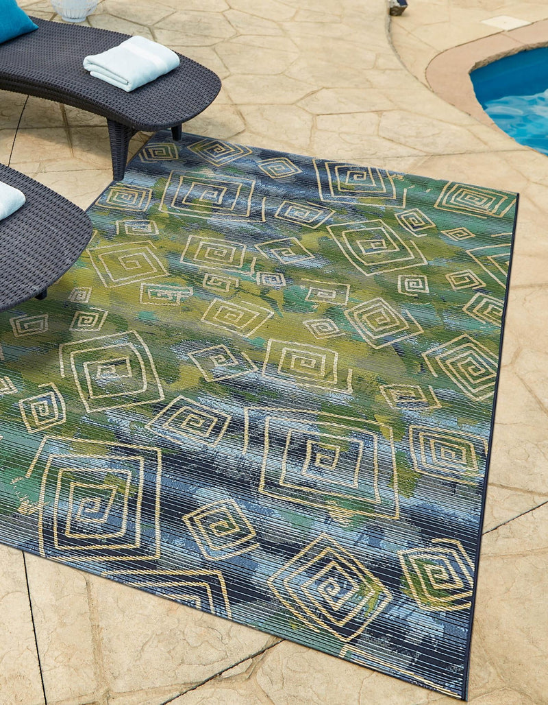 Urban Terrace Collection Area Rug - Quay Rectangle Blue lifestyle 2