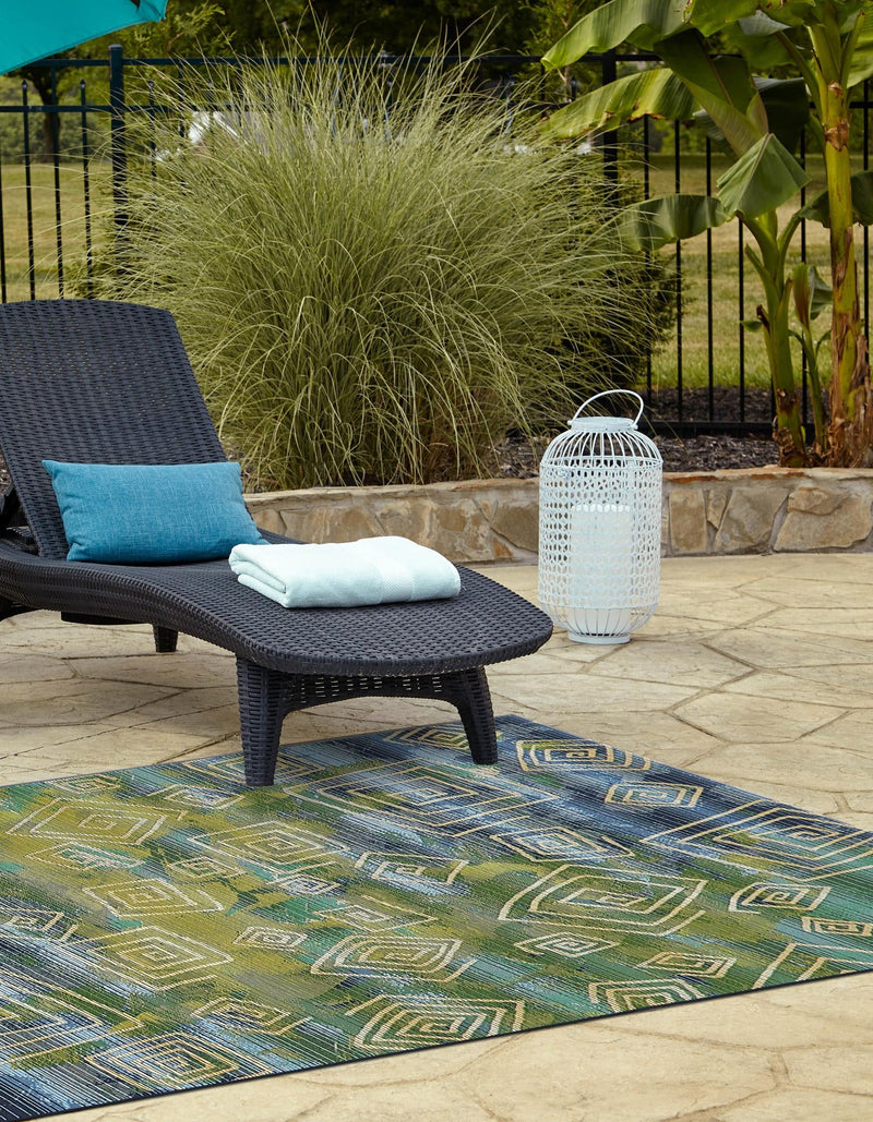Urban Terrace Collection Area Rug - Quay Rectangle Blue lifestyle 3