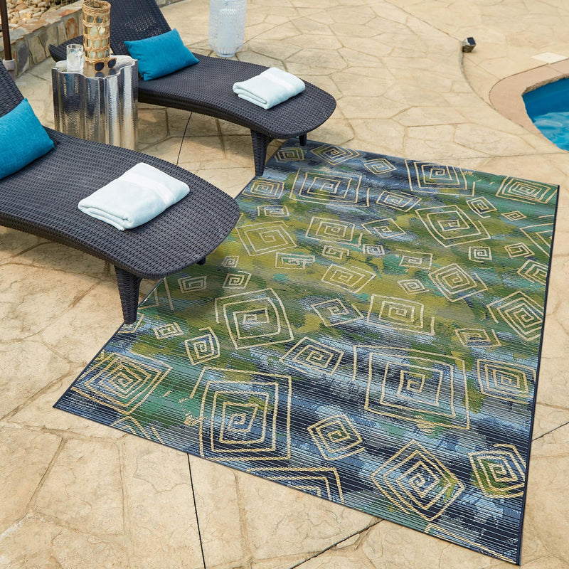 Urban Terrace Collection Area Rug - Quay Rectangle Blue lifestyle 14