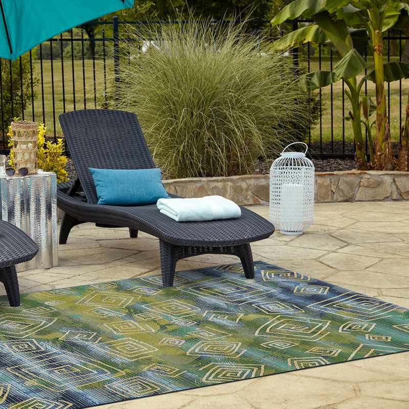 Urban Terrace Collection Area Rug - Quay Rectangle Blue lifestyle 15
