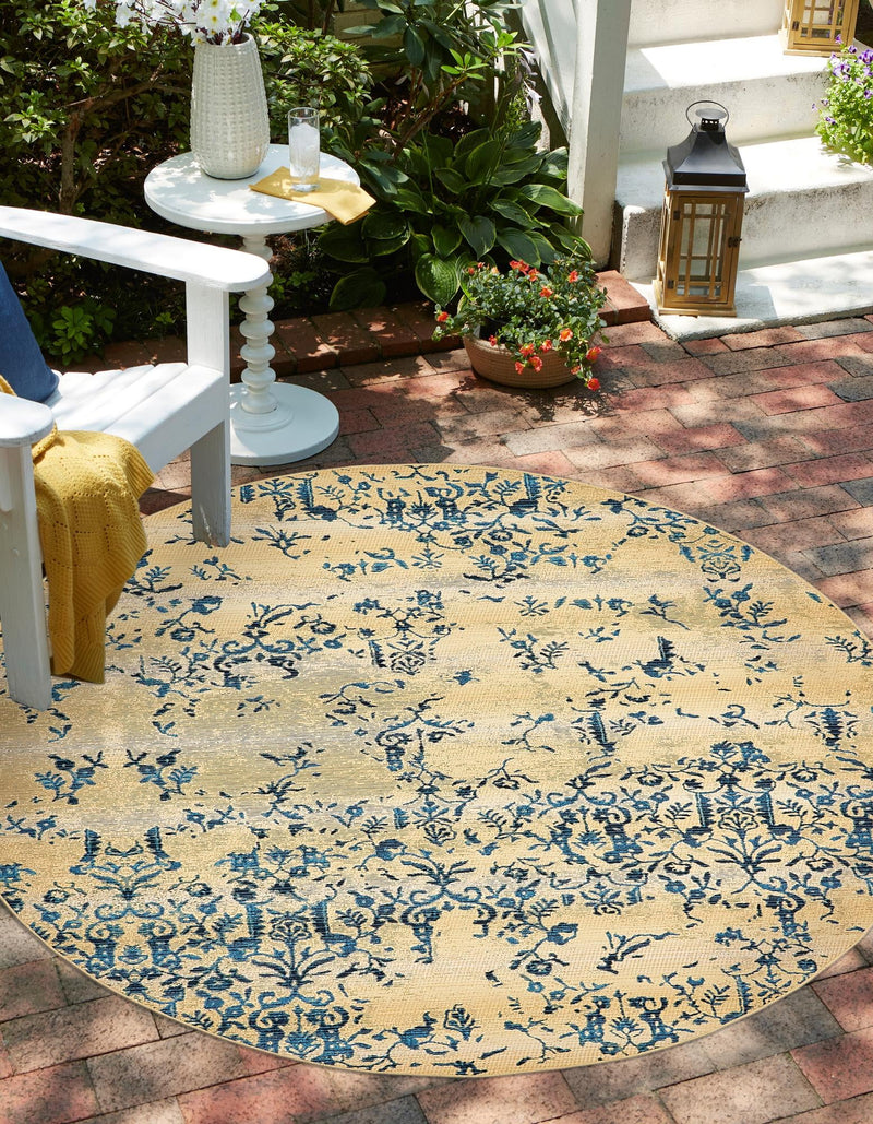 Garden Terrace Escape Collection Area Rug - Fauna Round Beige lifestyle 15