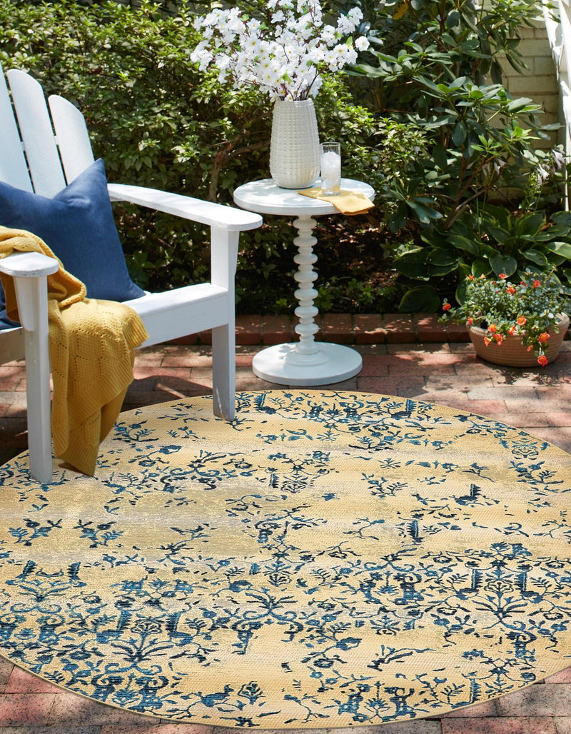 Garden Terrace Escape Collection Area Rug - Fauna Round Beige lifestyle 18