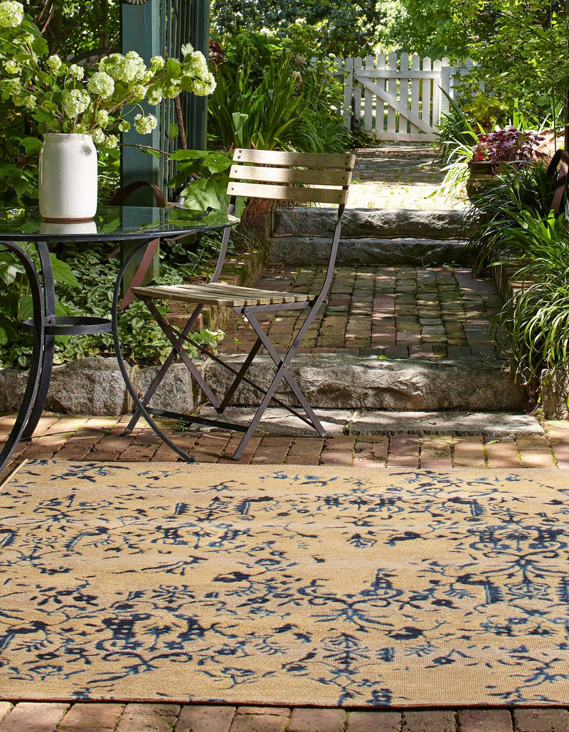 Garden Terrace Escape Collection Area Rug - Fauna Square Beige lifestyle 19