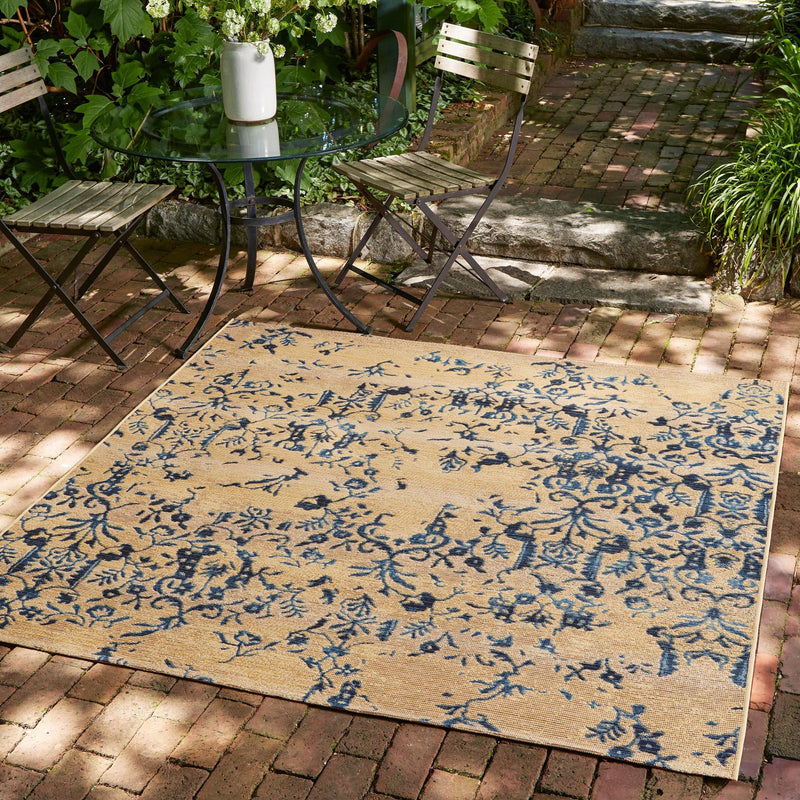 Garden Terrace Escape Collection Area Rug - Fauna Square Beige lifestyle 33
