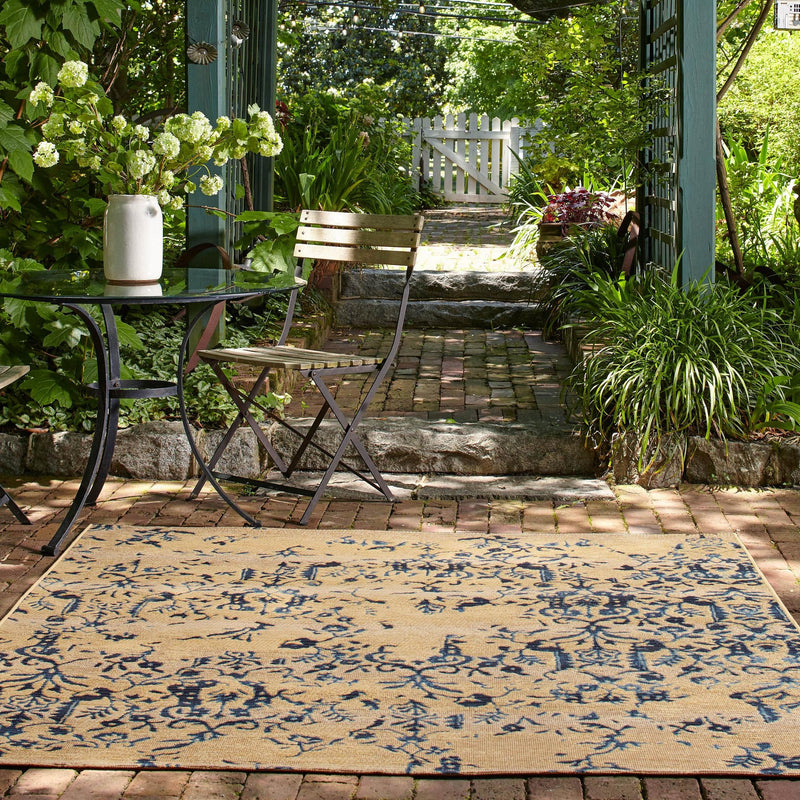 Garden Terrace Escape Collection Area Rug - Fauna Square Beige lifestyle 35